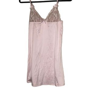 Blush pink La Senza satin slip dress w/ lace cups